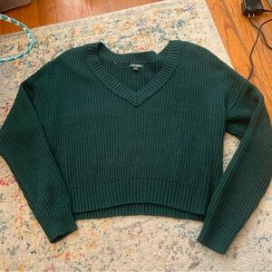 Women's Green V-Neck Sweater